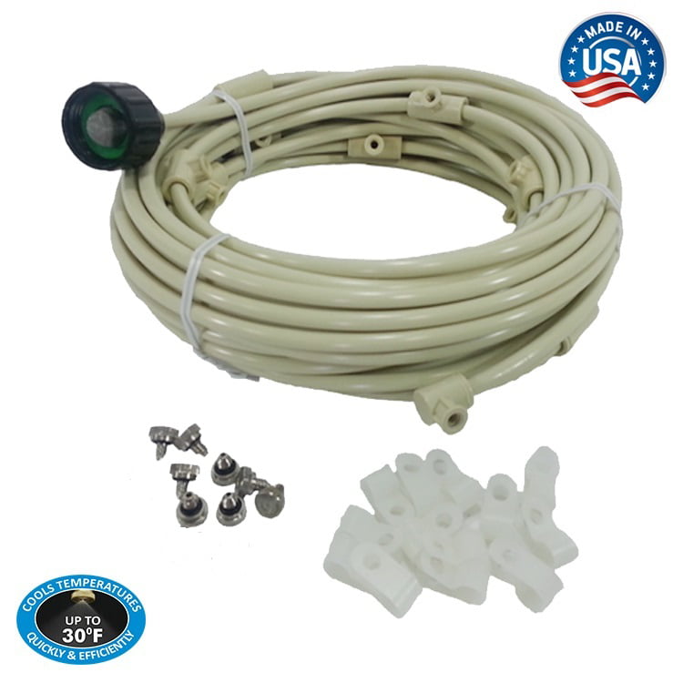 Patio Misting Kit - Pre- Assembled Misting System - Cools temperatures by up to 30 degrees - 36 Ft - 8 Nozzle System