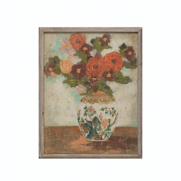 Flower Vase Wood Framed Wall Decor Storied Home