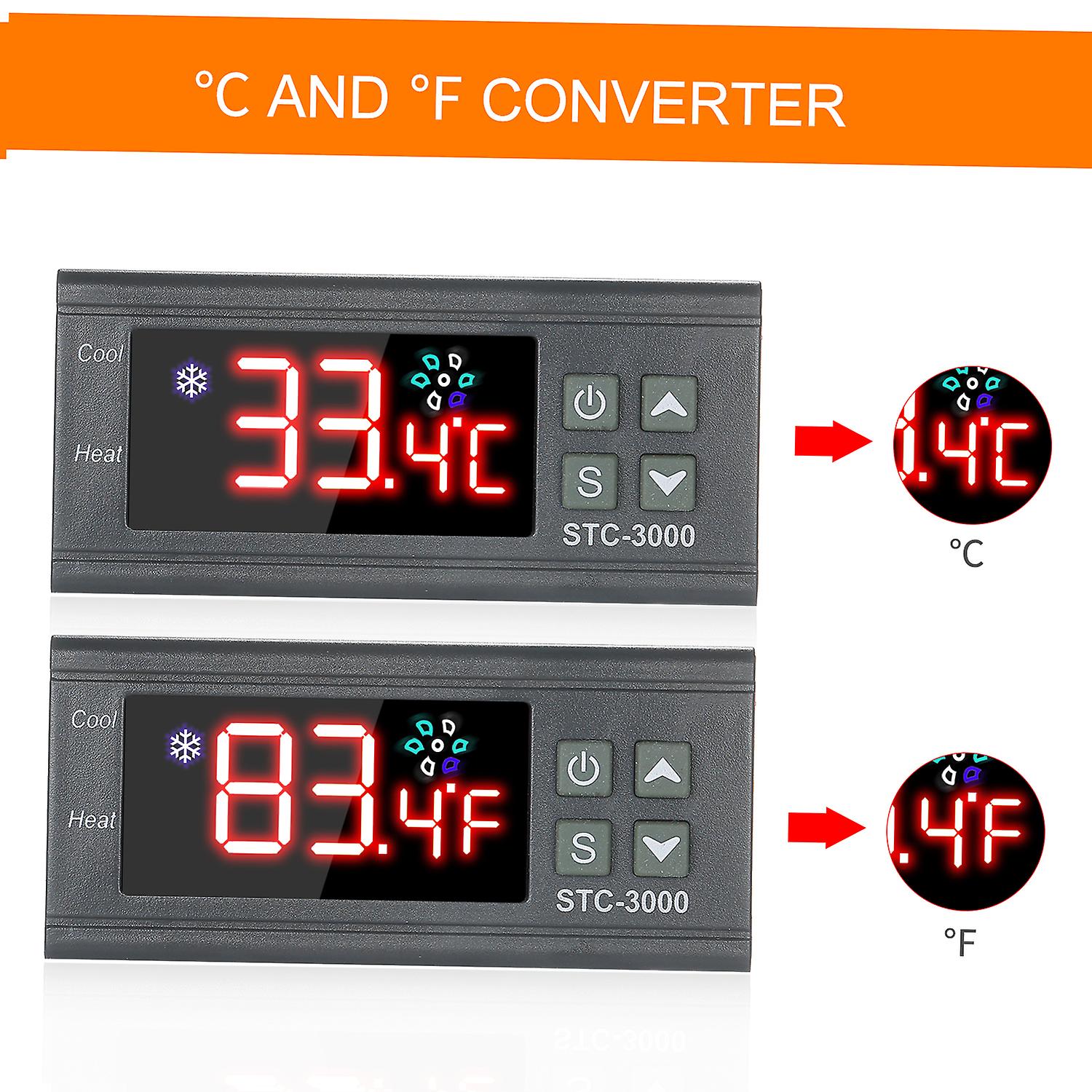 Stc-3000 Microcomputer Temperature Controller 110-220v Digital Thermoregulator With Ntc Probe Cool Heat Sensor