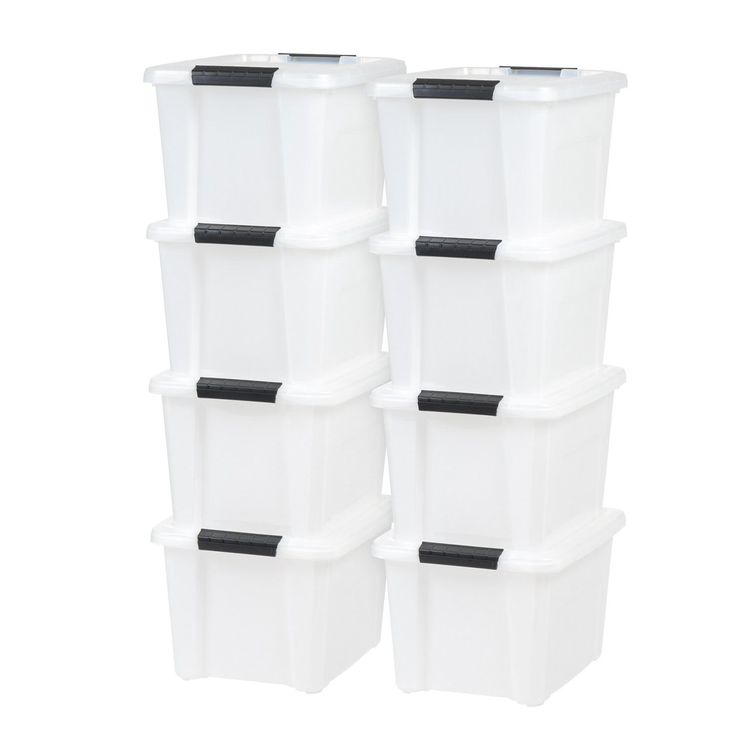 IRIS USA 19 Quart Stack and Pulla c Plastic Storage Box with Buckles Pearl Set of 8  Crowdfused