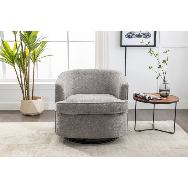 Leisure Armchair Swivel Barrel Chair Round Accent Sofa Lounge Armchair for Livingroom， Gray