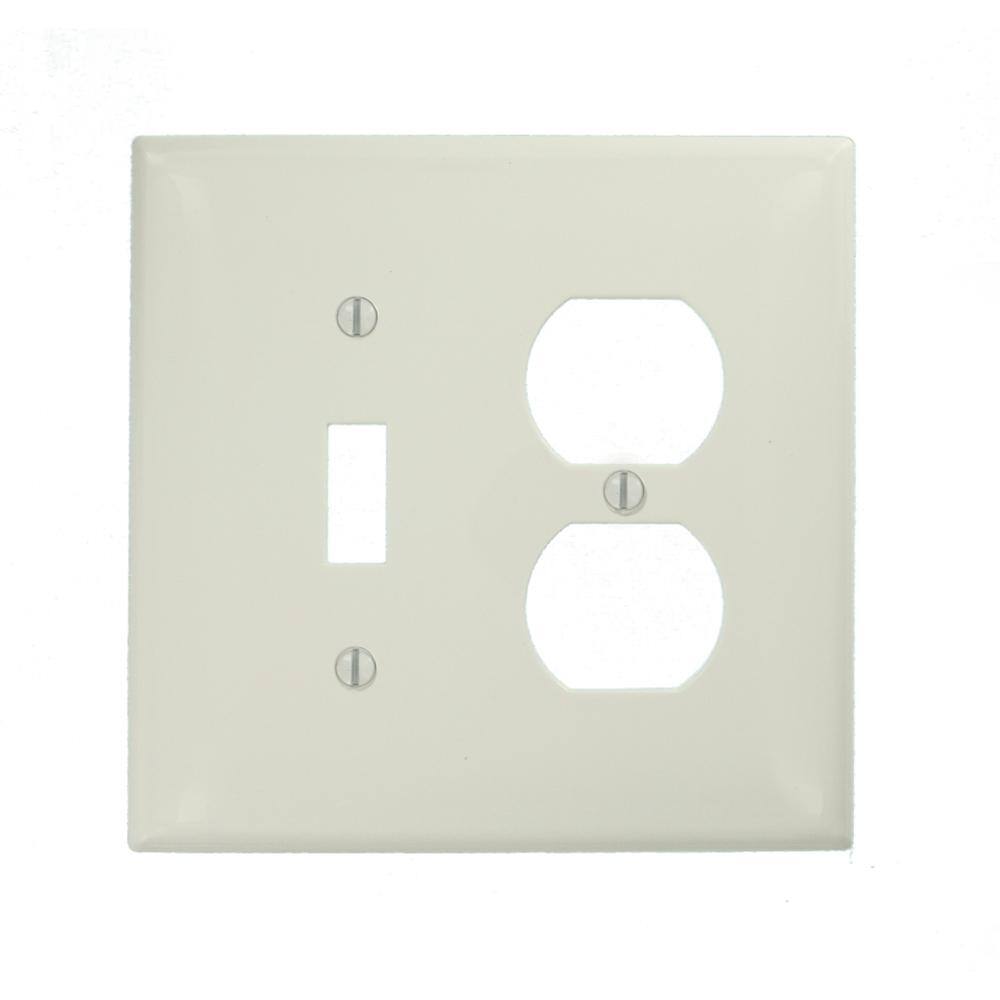 Leviton White 2-Gang 1-Toggle1-Duplex Wall Plate (1-Pack) R52-0PJ18-00W