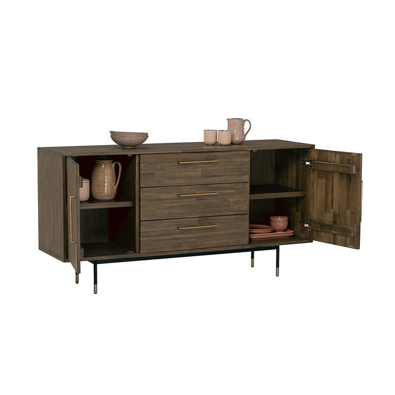 HAMILTON Sideboard Buffet Solid Acacia Wood 160cm - Toffee Colour