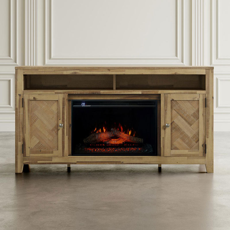 Chevron Ash Electric Fireplace & Media Console - 60