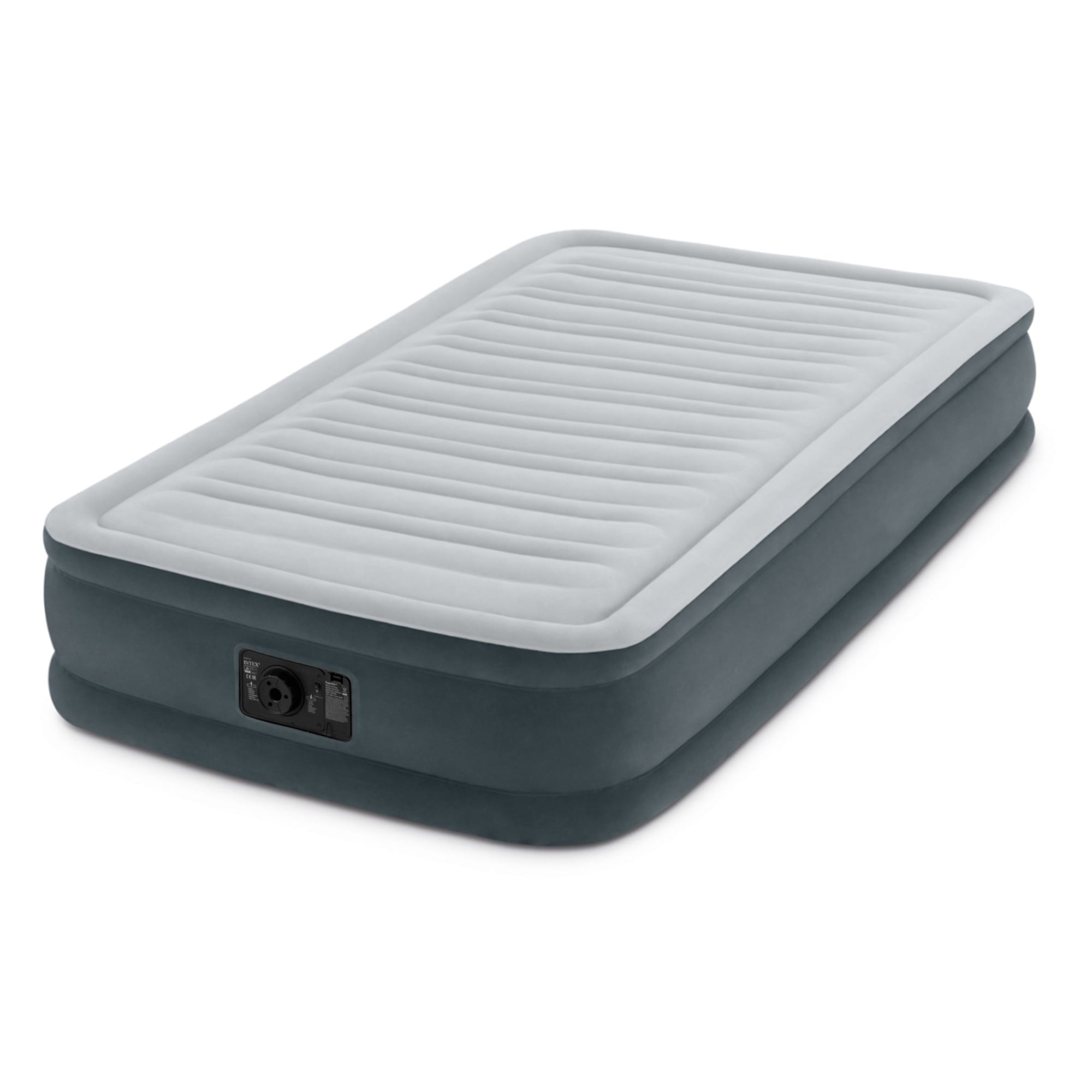 Intex PVC Dura-Beam Series Mid Rise Airbed with Built In Electric Pump， Twin