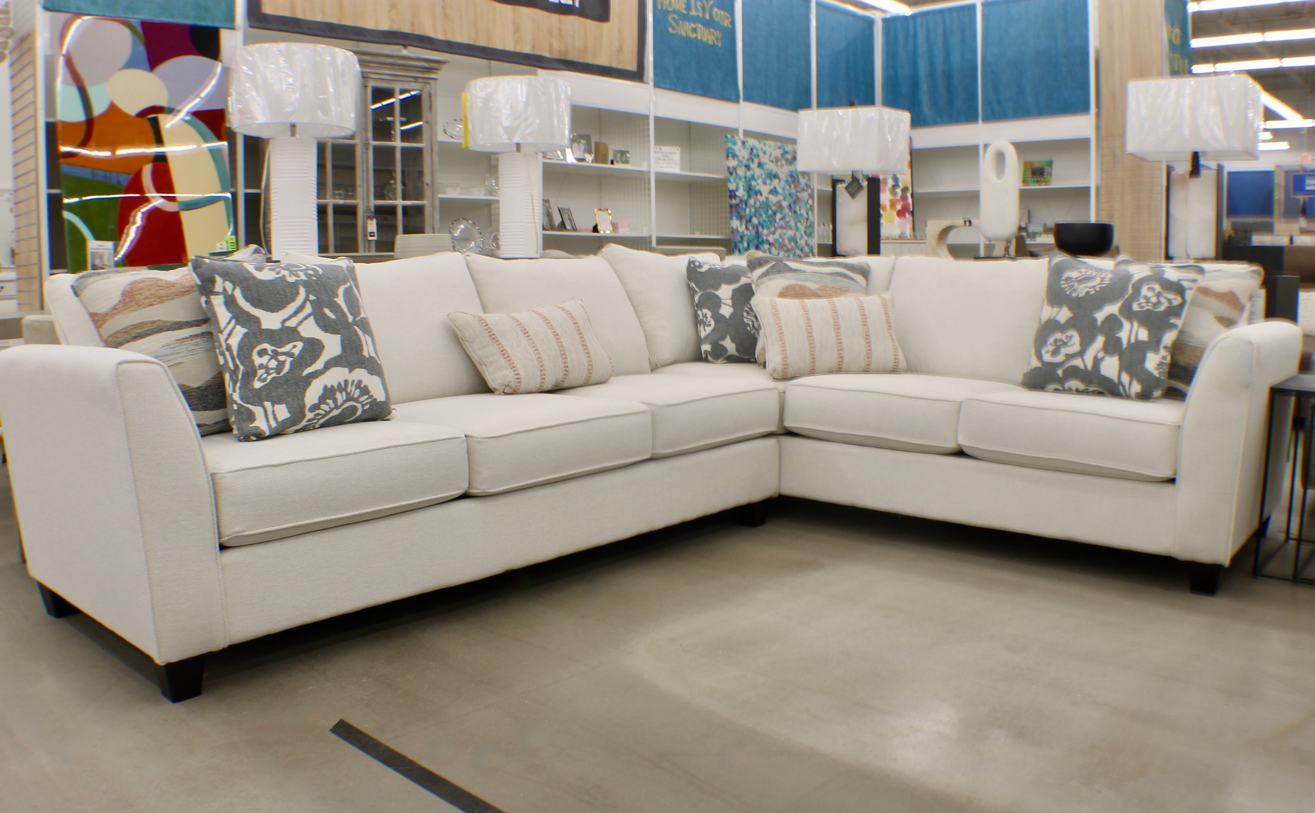 Slice Stone Salt Sectional with Performance Fabric