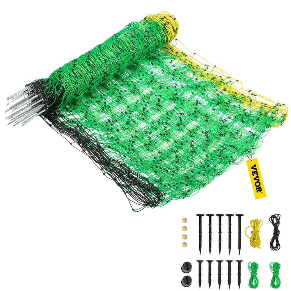 VEVOR Electric Fence Netting 35.4 in. H x 164 ft. L PE Net Fencing with 14 Posts Utility Portable Mesh for Farms Green KTDDZWLWB90CM0UR5V0