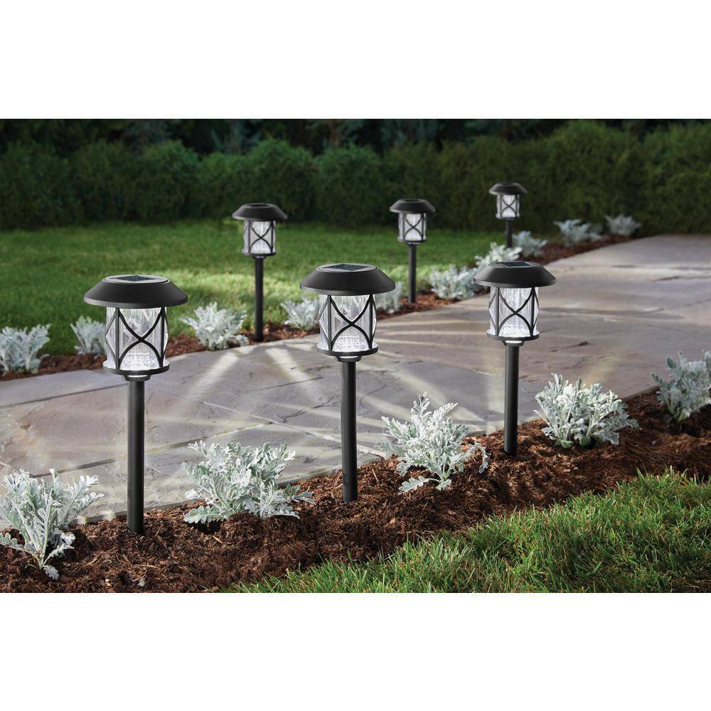 Hampton Bay Frazier 10 Lumens Solar Black LED Landscape Pathway Light Set (4-Pack) P1501-04