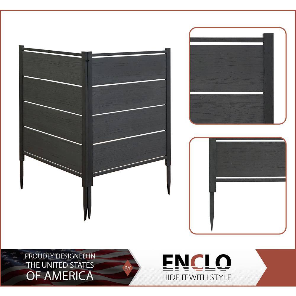 Enclo Privacy Screens Bessemer 4 ft. x 3.3 ft. WoodTek Vinyl Charcoal Privacy Screen Kit 2-Panel EC18027