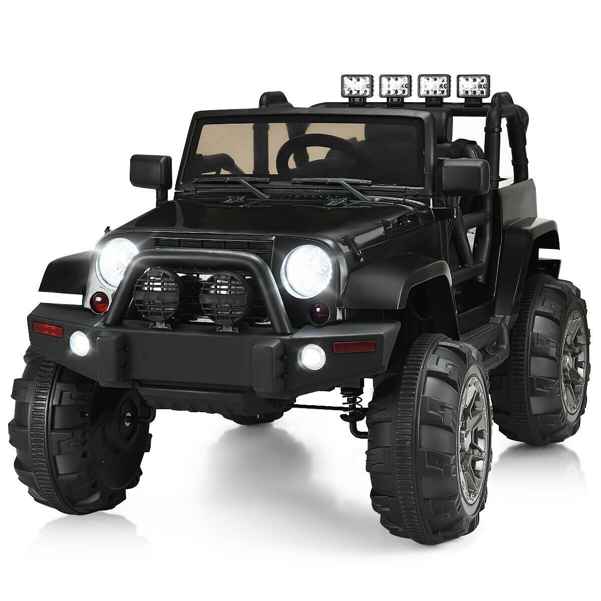 Costzon Ride On Truck, 12V Battery Powered Electric Ride On Car w/ 2.4 GHZ Parental Remote Control (Deluxe Black)