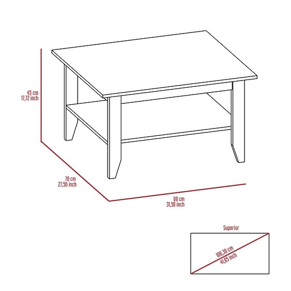 Modern Coffee Table with 1 Open Shelf