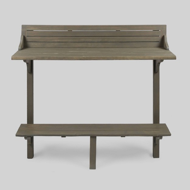 Rectangle Caribbean Acacia Wood Balcony Bar Table Gray Christopher Knight Home