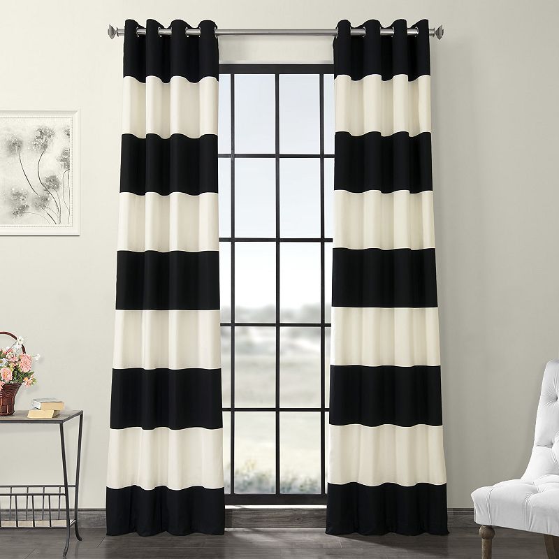 EFF Horizontal Grommet Stripe Cotton Window Curtain