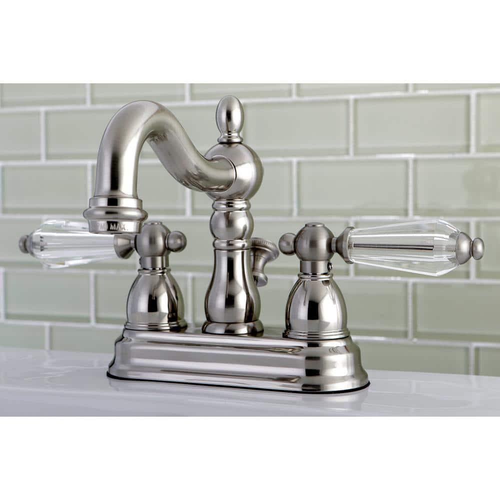 Kingston Brass Restoration Crystal 4 in Centerset 2Handle Bathroom Faucet in Brushed Nickel