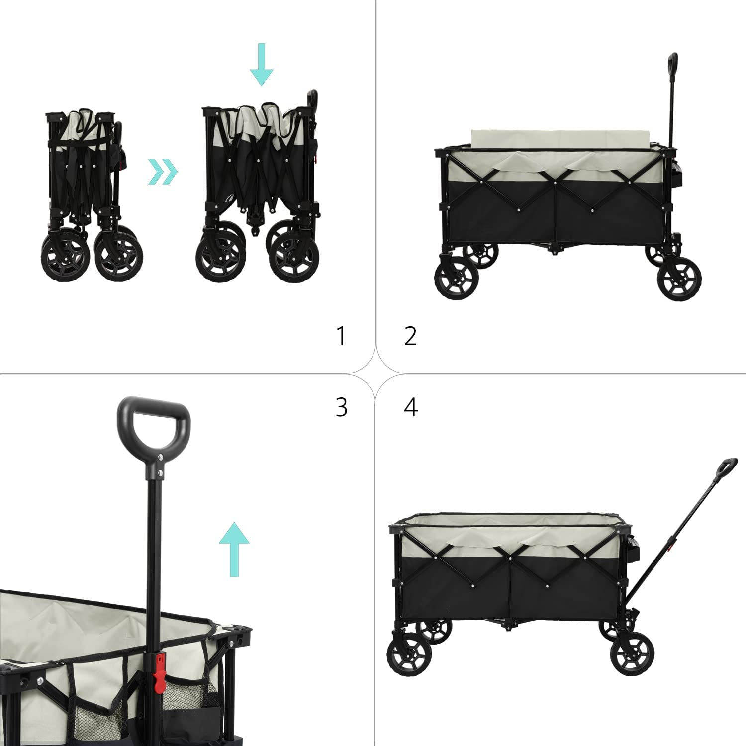 Collapsible Outdoor Utility Wagon with All-Terrain Beach Wheels