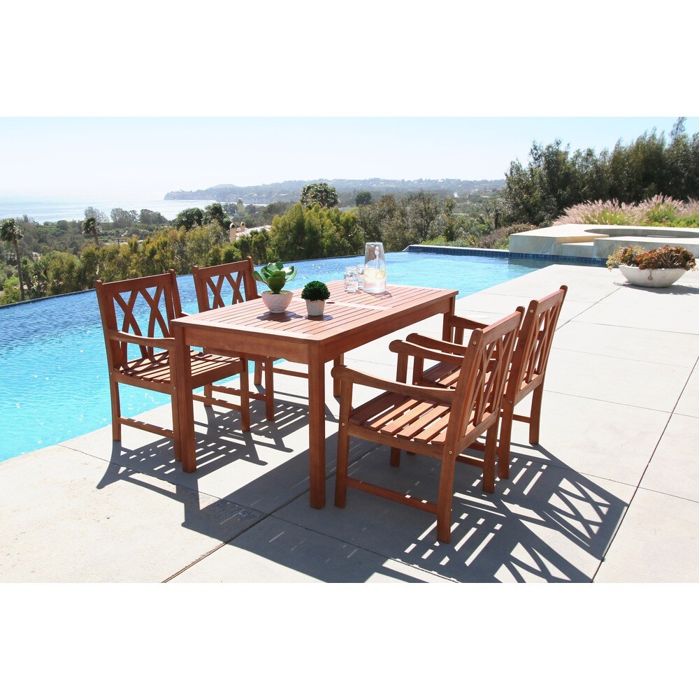 Surfside Eco friendly 5 piece Outdoor Hardwood Dining Set with Rectangle Table and Arm Chairs by Havenside Home