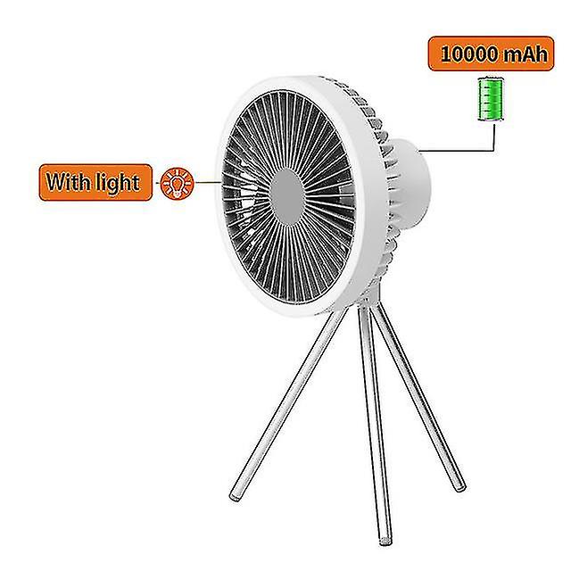 Portable Outdoor Camping Fan Rechargeable Multifunctional Mini Fan Led Light Tripod Stand Desktop Fan