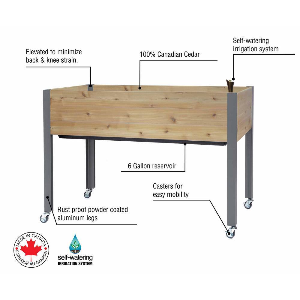 cedarcraft Beautiful. Functional. Sustainable. 21 in. x 47 in. x 32 in. H Self-Watering Cedar Planter CC_SW2147AC