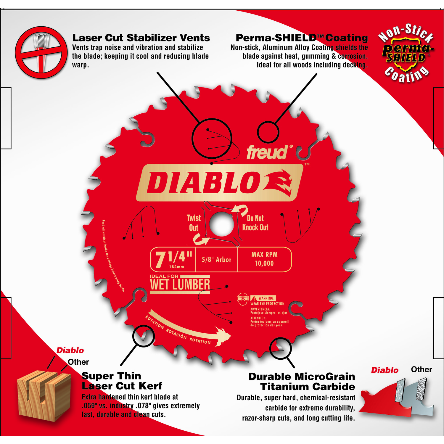 Diablo 7-1/4 in. D X 5/8 in. Carbide Finishing Saw Blade 40 teeth 1 pc