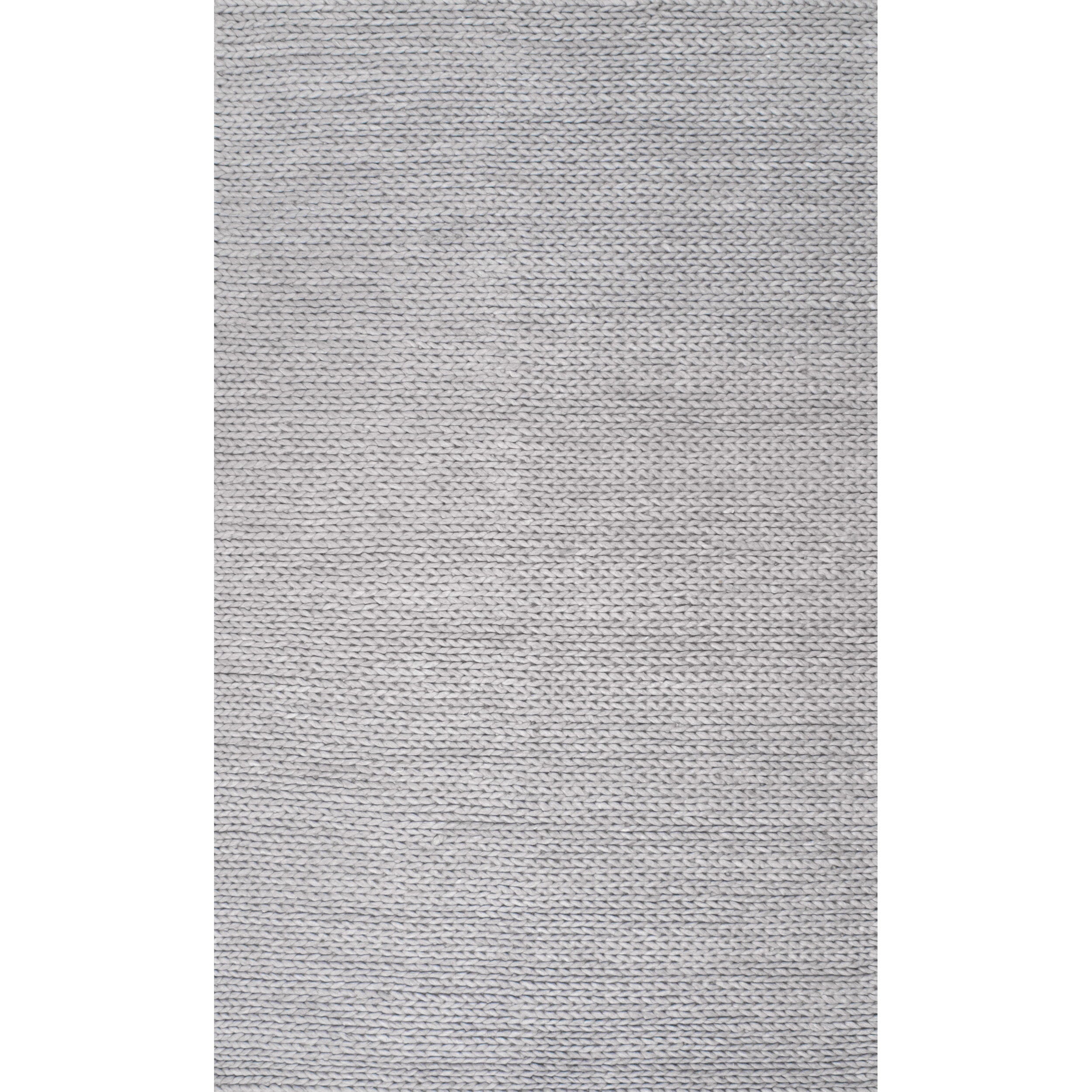 nuLOOM Penelope Braided Wool Area Rug, 8' x 10', Light Gray