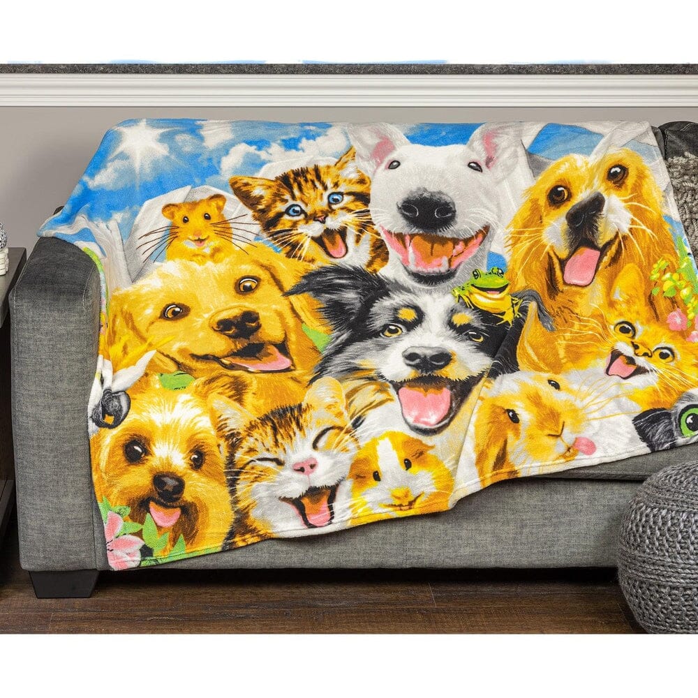 Backyard Pals Dogs and Cats Super Soft Plush Fleece Throw Blanket by Howard Robinson