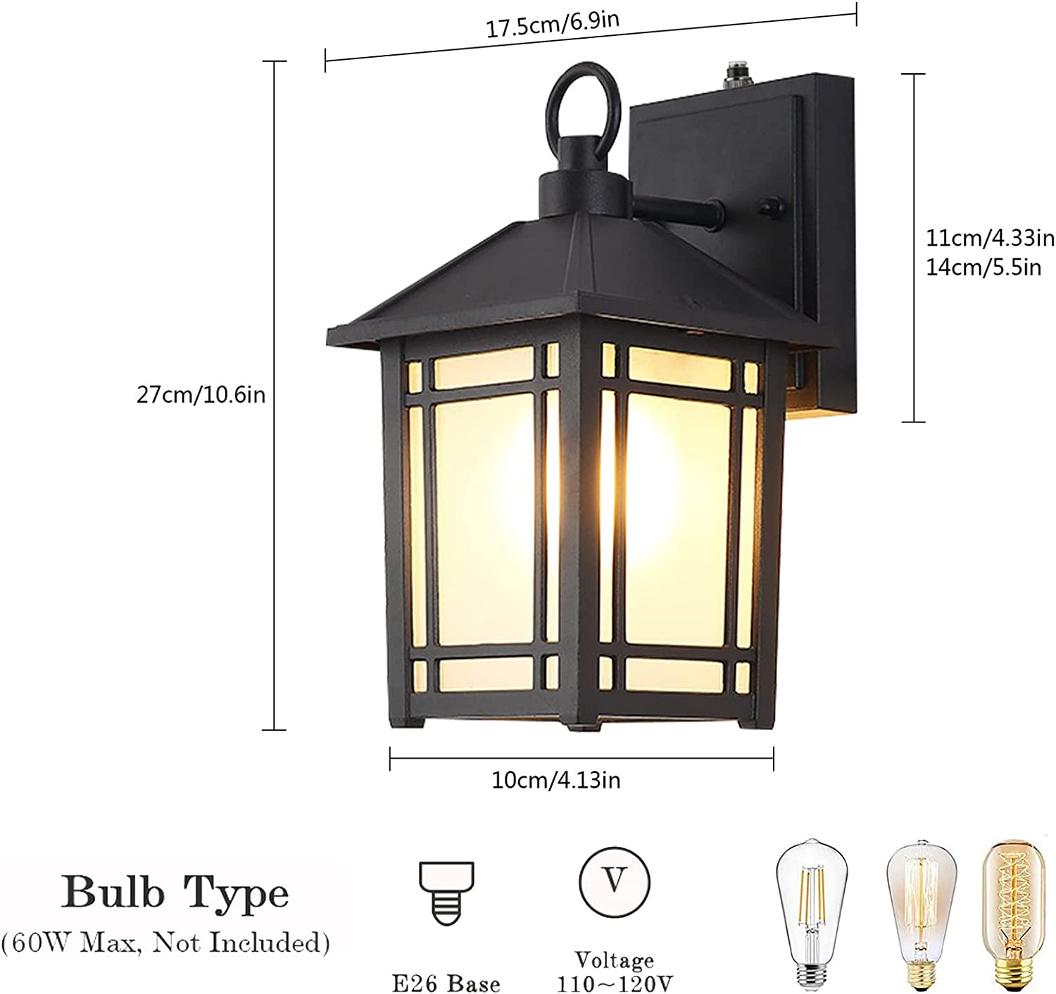 Miumaeov Outdoor Wall Lantern Dusk Dawn Exterior Patio Lamp Fixtures Porch Light Sconce