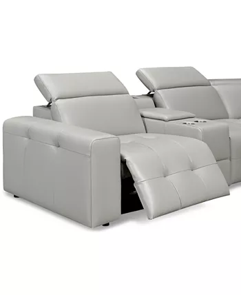 Furniture CLOSEOUT! Haigan 6-Pc. Leather L Shape Sectional Sofa with 3 Power Recliners