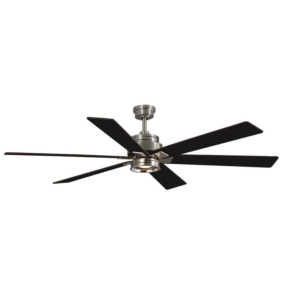 Home Decorators Collection Statewood 70 in Indoor LED Brushed Nickel Ceiling Fan with Light Kit Downrod Remote Control and 6 Reversible Blades