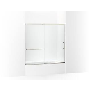 KOHLER Elate 59.625 in. W x 56.75 in. H Sliding Frameless Tub Door in Anodized Matte Nickel with Crystal Clear Glass 707609-6L-MX