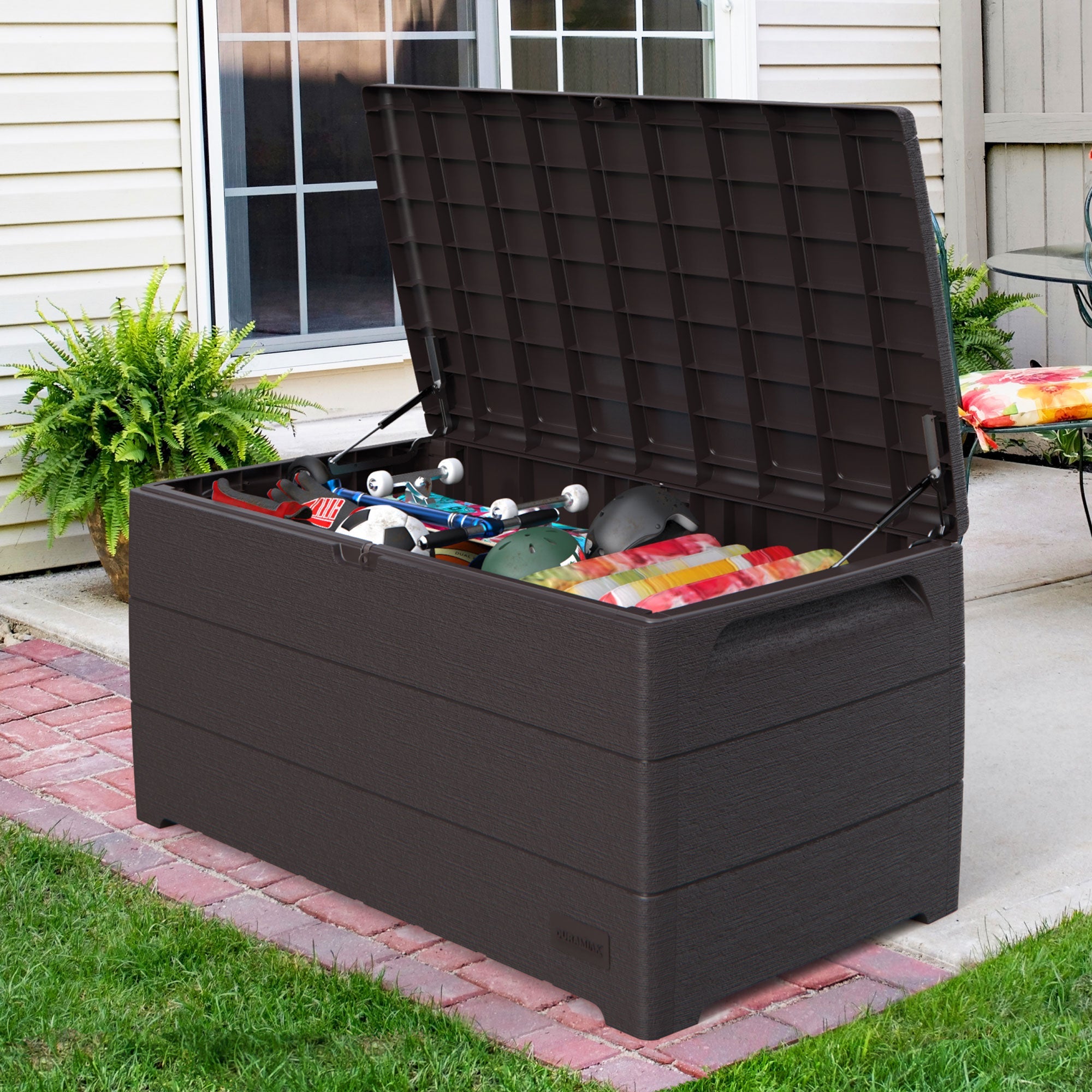 Duramax CedarGrain Durabox 110 Gal Outdoor Deck & Garden Storage Box, Brown