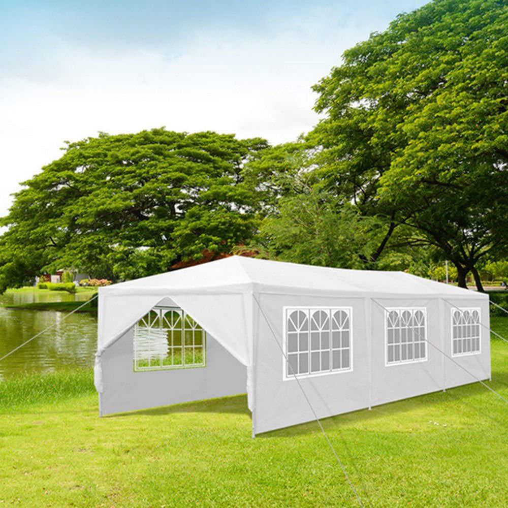 SUGIFT 10x30and#8242; Outdoor Canopy Party Wedding Tent White Gazebo with 5 Side Walls