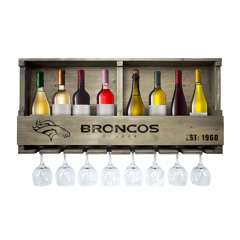 Denver Broncos Wine Bar Wall Shelf