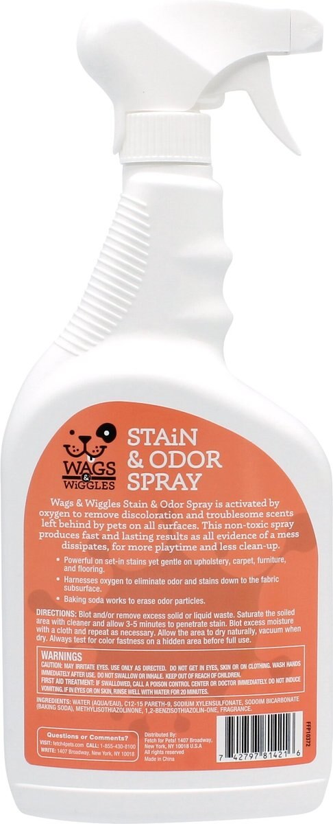 Wags and Wiggles Zesty Grapefruit Dog Stain and Odor Spray， 32-oz bottle