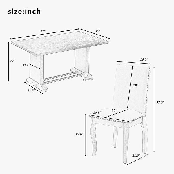 Wood Dining Table Set Rectangular Table with 4 Upholstered Chairs for Kitchen Dining Room (Espresso)