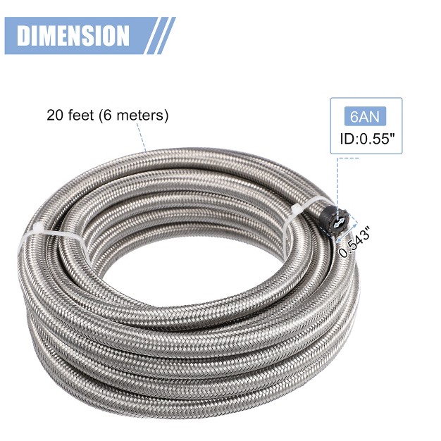 Universal Cpe Braided Oil Fuel Line Hose Kit Stainless Steel Silver Tone