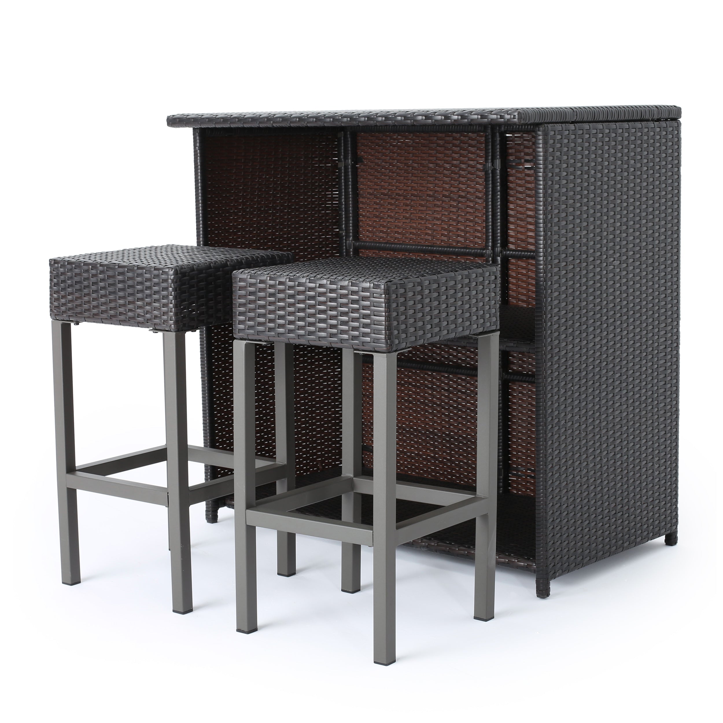 Oneida Outdoor Multibrown Wicker Bar Island Set