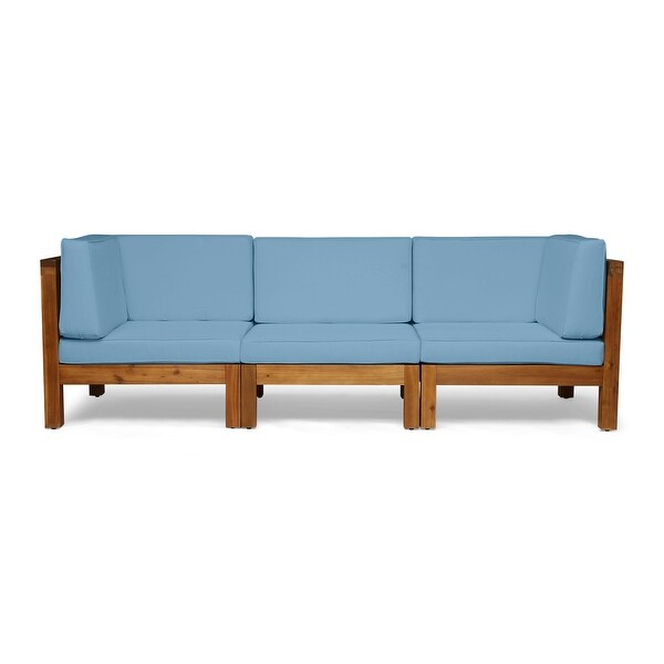 Oana Acacia Wood 3seat Sectional Sofa with Cushions by Christopher Knight Home