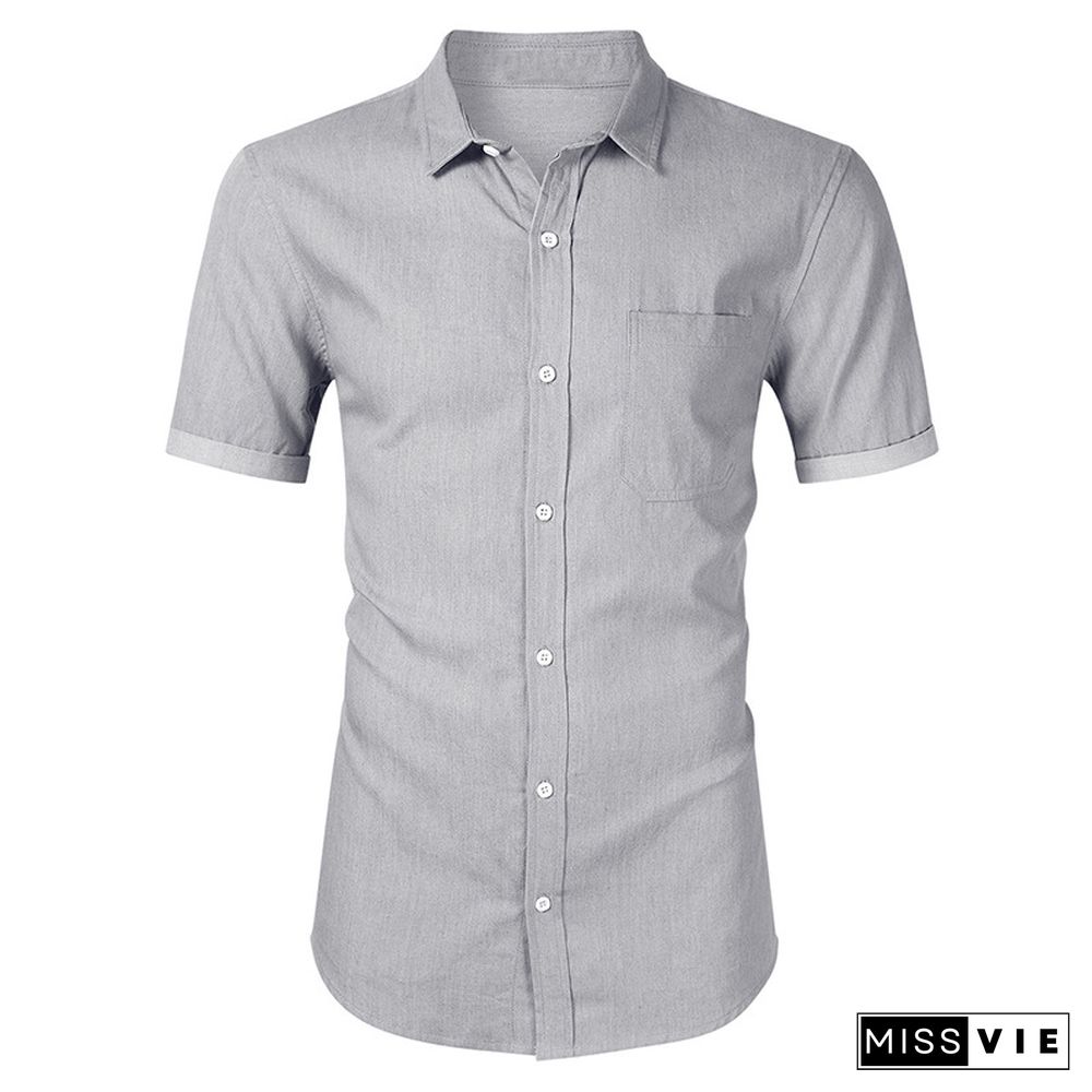 Business Men's Jeans Short Sleeve Shirt Non Iron Casual Men's Shirt