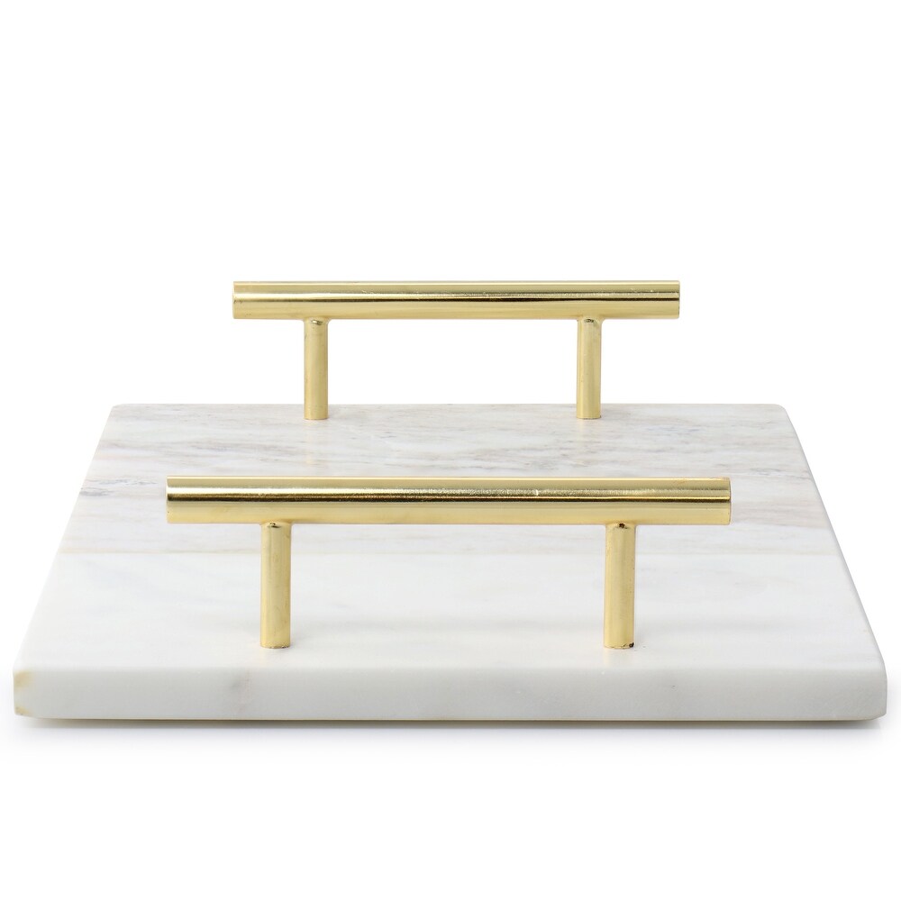 Laurie Gates Rectangle Marble Tray with Handles