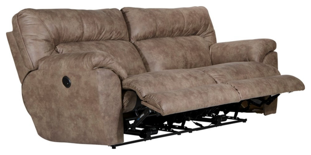 Catnapper Thompson Power Reclining Sofa in Brown Polyester Fabric   Contemporary   Sofas   by Homesquare  Houzz