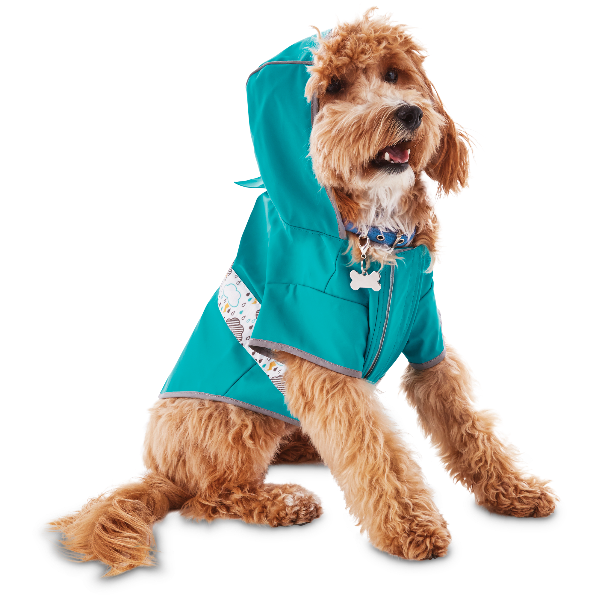 Good2Go Reversible Dog Raincoat in Blue， Extra Small