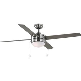Progress Lighting McLennan II 52 in. LED Indoor 4-Blade Brushed Nickel Transitional Ceiling Fan with Light Kit P250089-009-WB