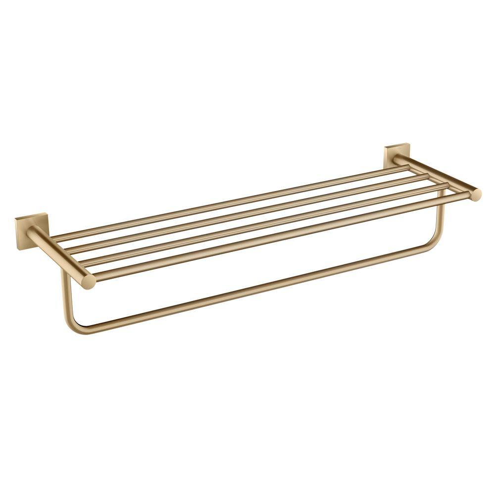 KRAUS Ventus Bathroom Shelf Towel Rack with Towel Bar in Brushed Gold KEA-17742BG