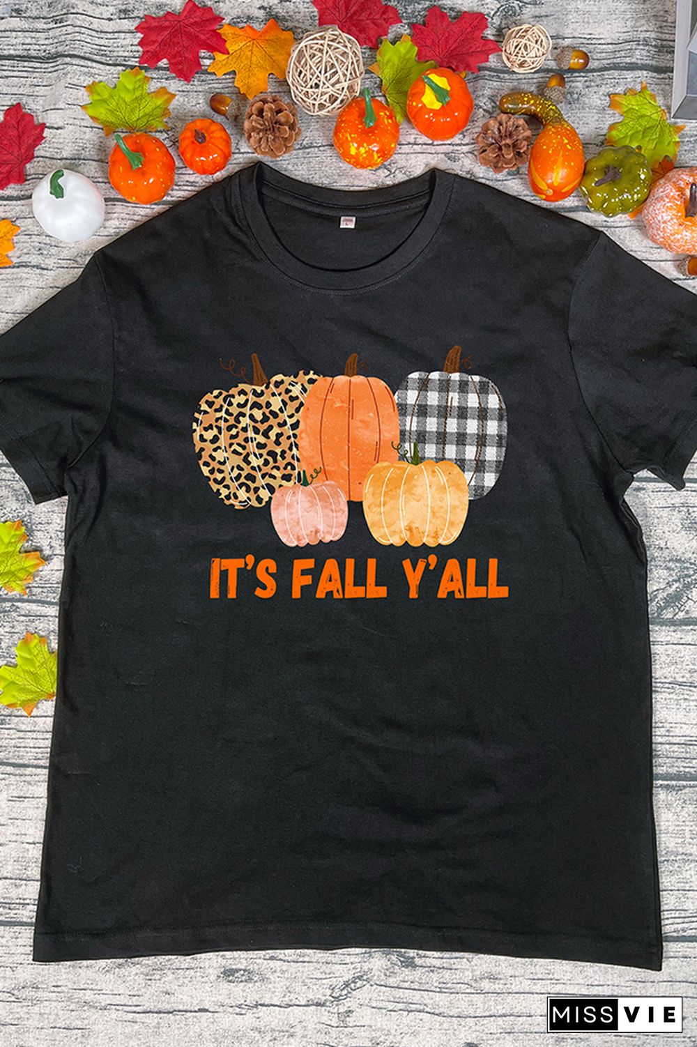 Fall Pumpkin Printed Graphic Tees for Women Wholesale Short Sleeve T shirts Top