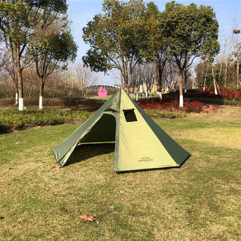 Lightweight Hot Tent Tent with Flue Pipe Window with Fire Flue Pipe Window Teepee Tents for Hiking Bushcraft Backpacking Green