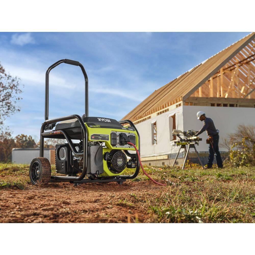 RYOBI 3600-Watt Gasoline Powered Recoil Start Portable Generator with CO Shutdown Sensor RY903622