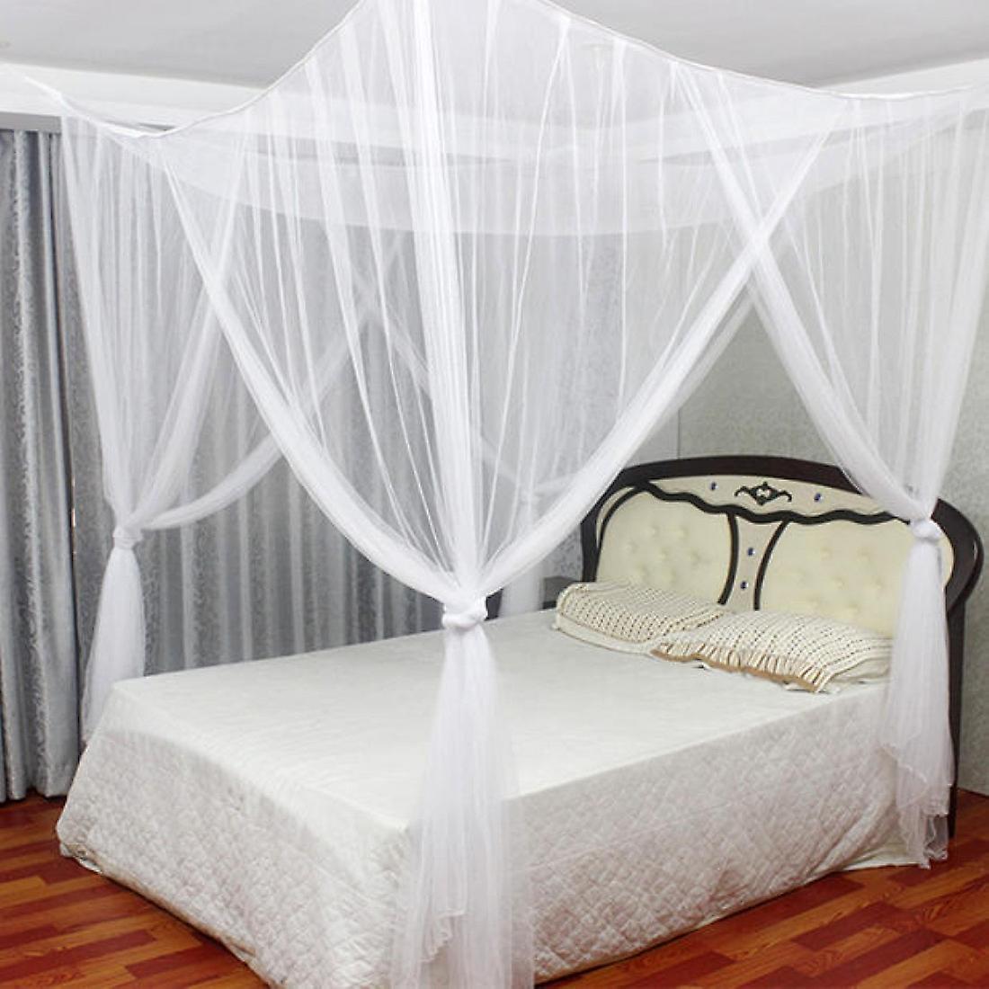 4 Corner Mosquito Net Mesh Canopy Insect Queen King Size Netting Curtain Dome 190x210x240cm