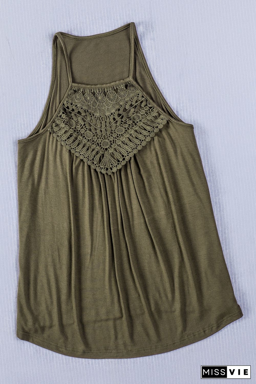 Green Crochet Lace Detail Tank Top