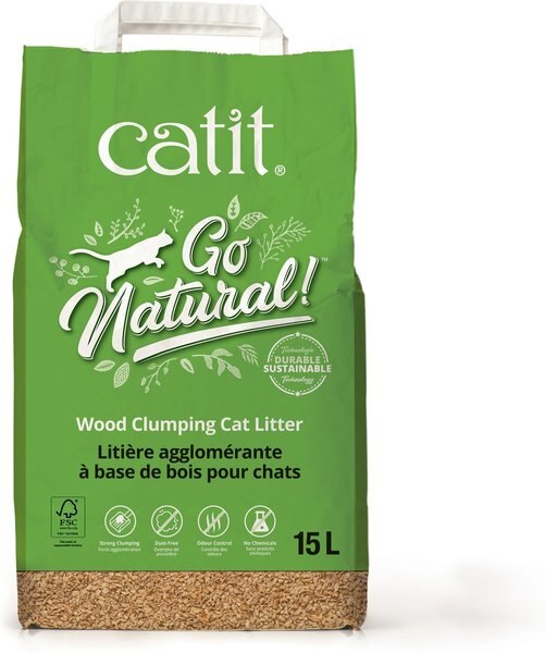 Catit Go Natural Wood Clumping Cat Litter， 16.5-lb bag