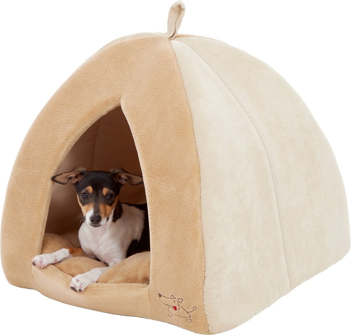 Best Pet Supplies Fleece Tent Covered Cat and Dog Bed， Tan